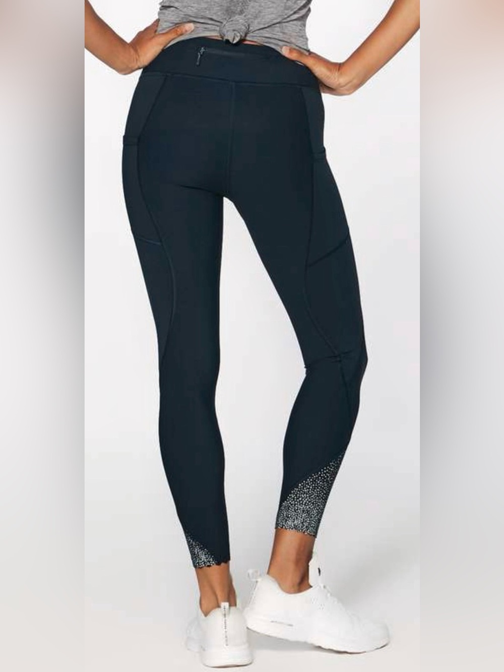 Lululemon $148 Tight Stuff Tight II 25” Black Reflective Running Leggings Size 4
